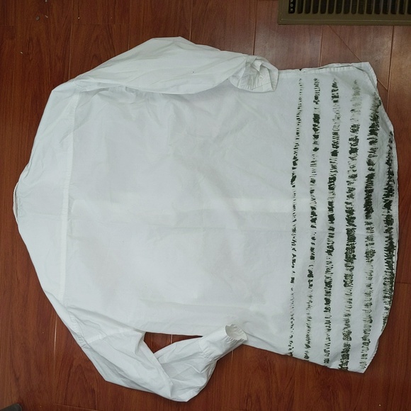 Zara White Button Down with Green Print Detail - Picture 6 of 8
